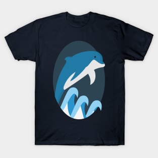 dolphin blue sea wave T-Shirt